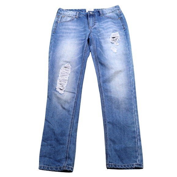 CELEBRITY PINK Women's Blue Distressed Denim Jeans Straight Leg Size 27 - Picture 5 of 8